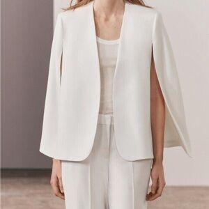 Zara white cape blazer